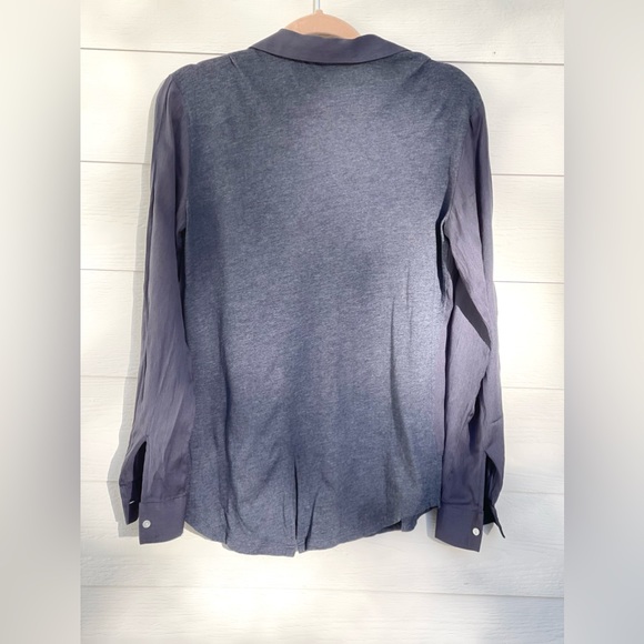 LOFT button up tunic in two-toned navy. Size small. - Picture 7 of 8